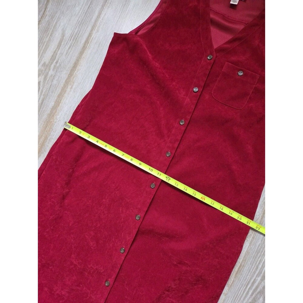 Talbots Red Maxi Dress Womens 14 Button Front Sleeveless Pocket USA Made EUC - Picture 6 of 10